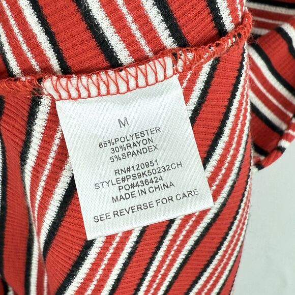 PINK Rose Size M Striped Knit Long Sleeve Button Front Shirt Dress Women’s - Picture 11 of 16